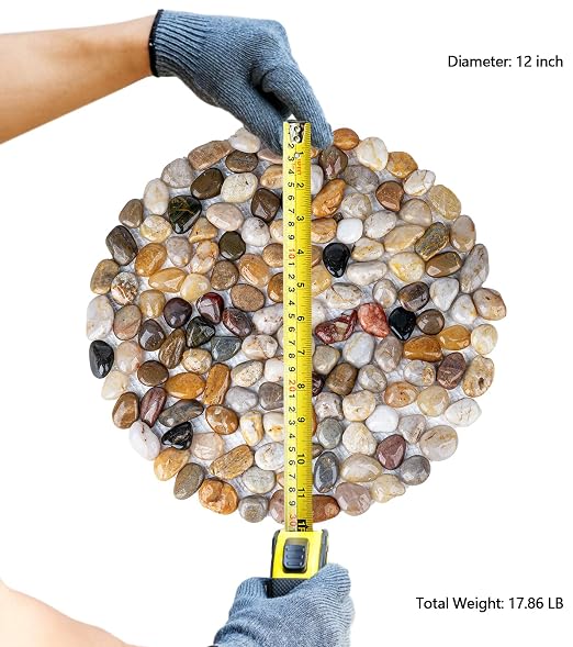 Stepping Stones Outdoor, 12 Inch Natural River Rock Garden Pavers, Set of 6 Round Pebble Stones for Walkway, Yard, Lawn, Patio, Pathway & Landscaping Decor (Roundness)