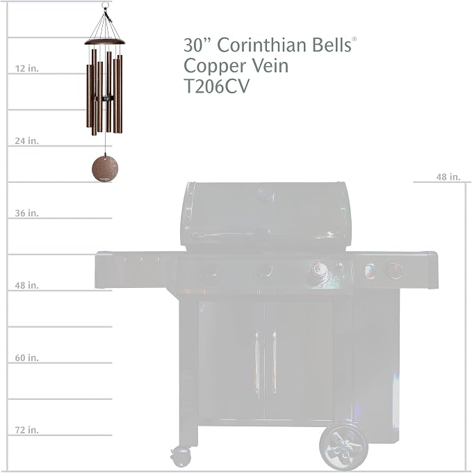 Corinthian Bells 30 Inch Copper Vein Wind Chimes for Outside, Deep Tone Memorial Outdoor Wind Chime, Made in USA