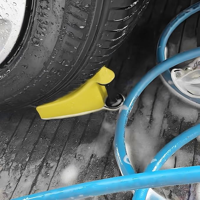 4PCS Car Hose Guide, Vehicle Detailing Cleaning Tools Hose Guides Preventing Wash Stuck Under The Tires, Automotive Wheel Rolling System Tool for Washing, Universal Fit (Yellow)