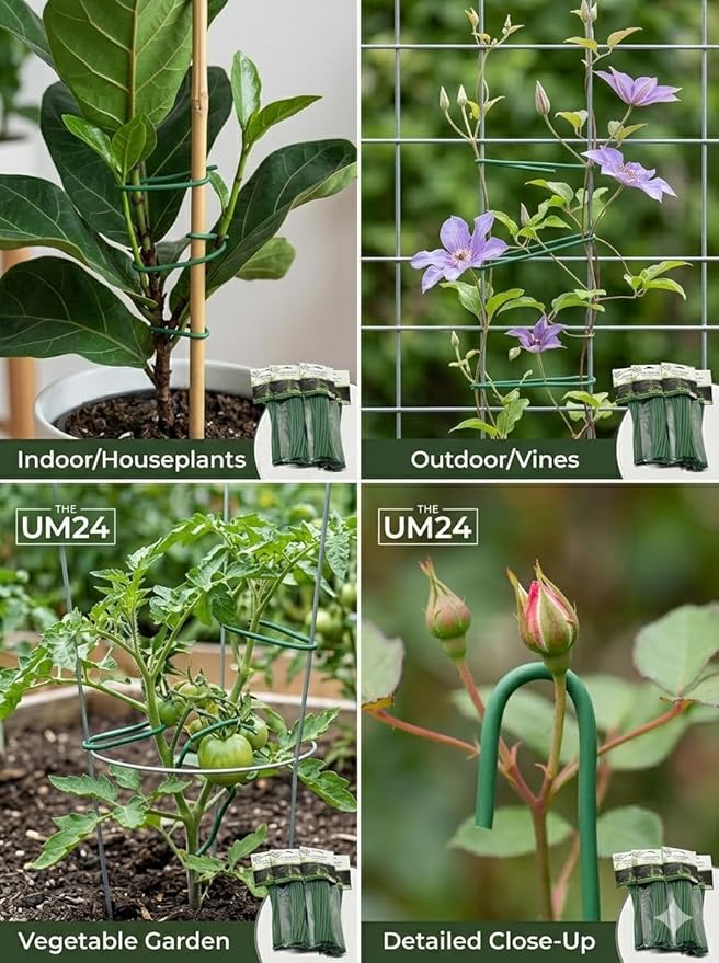 Set of 40 Plant Twist Tie - Flexible Green Rubber Coated Garden Training Wire (40)