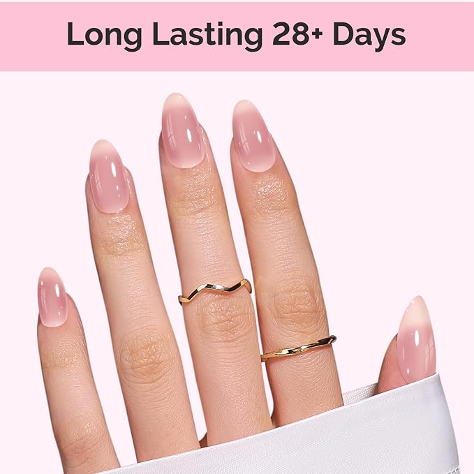 MelodySusie Jeweliver Jelly Gel Nail Polish, 0.5Fl.oz Airy Sheer Pink Gel Polish Soak Off UV LED Light Cure Gift for Women Manicure Nail Art DIY at Home B6648
