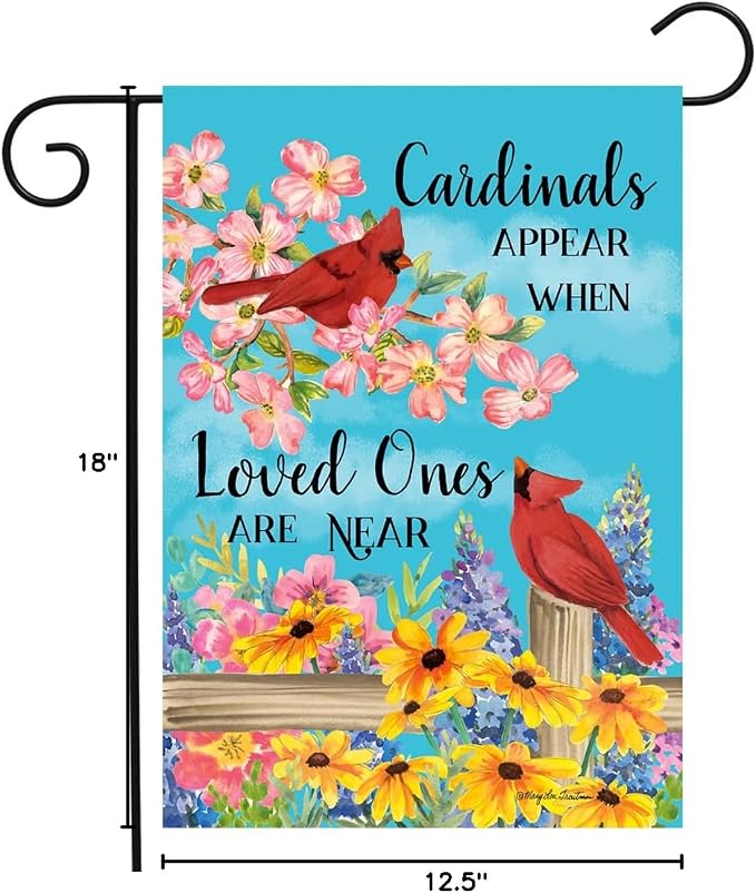 Briarwood Lane Cardinals Appear Spring Garden Flag Floral Birds 12.5" x 18"