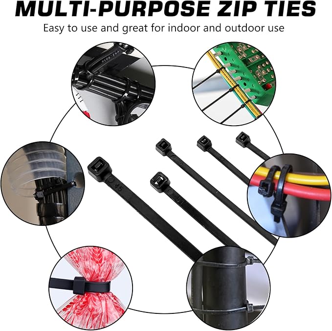 Cable Zip Ties,4 Inch Small Cable Ties,250PCS Multi-Purpose Nylon Zip Ties,Self-Locking Wire Ties used for home, garden, garage,indoor and outdoor. Mini Black Cable Ties