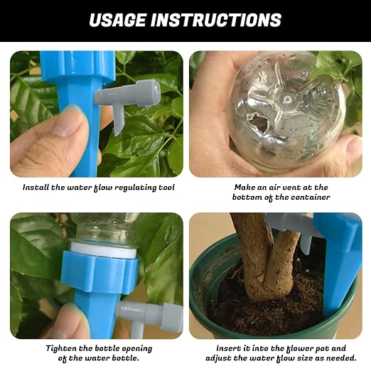 10 Pack Plant Watering Devices - Self Watering Planter Insert Spikes with Adjustable Valve, Automatic Watering Bulbs for Indoor & Outdoor Pots, Vacation Plant Watering System
