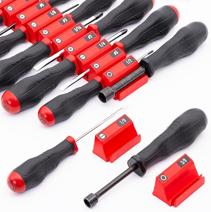 Ernst Manufacturing Screwdriver Pro XL - Modular Screwdriver Organizer for 14 Tools - Made in the USA (Black Cleated Base)