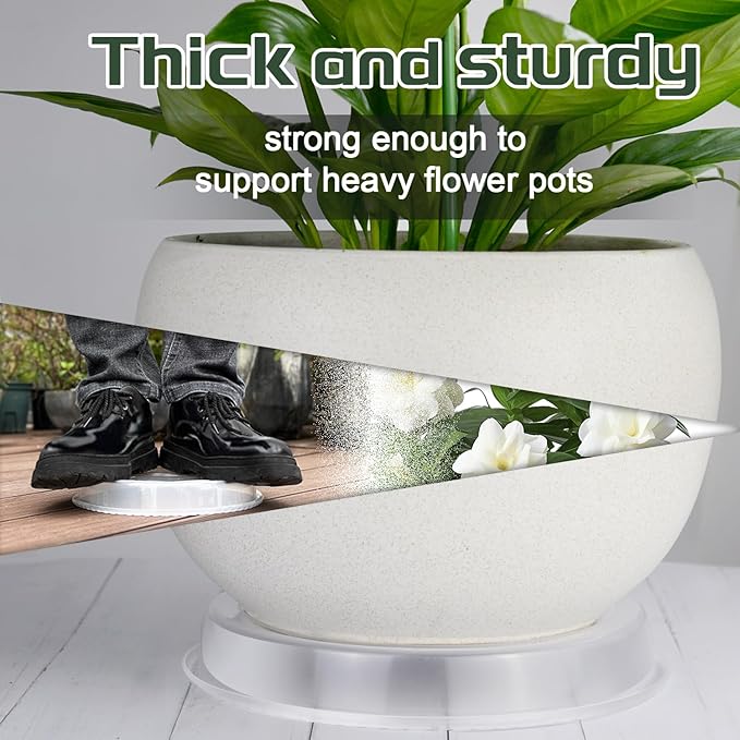 SupKing 6 Pack Plant Saucers Drip Tray,6 8 10 12 14 15 Inch Heavy Sturdy Plastic Flower Pot Saucers for Indoor,Clear Plastic Planter Water Tray for Plant Pots Liners (12''-Clear)