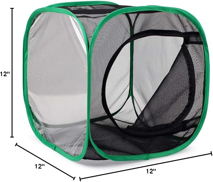 RESTCLOUD Insect and Butterfly Habitat Cage Terrarium Pop-up 12 X 12 X 12 Inches