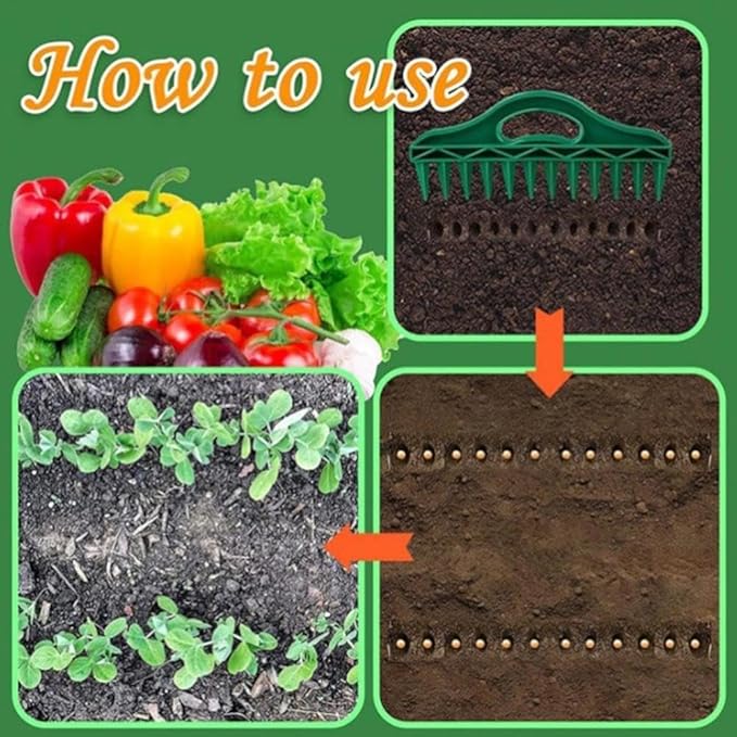 Hand Seeding Punch,Multifunctional Soil Spacer for Planting Seeds,12 Holes Seedlings Dibber,Portable Gardening Tools