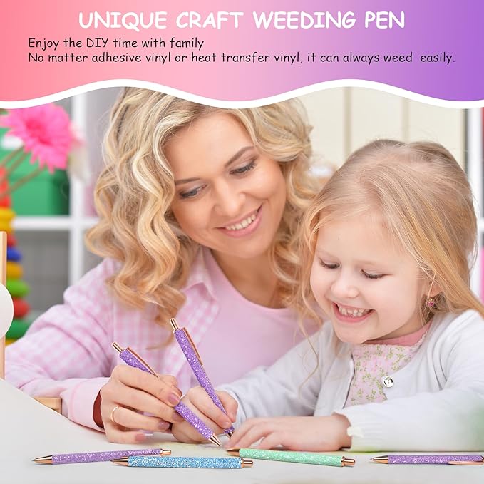 TECKWRAP Pin Pen Tool for Vinyl DIY Craft Project, Air Release Vinyl Pen for Easy Installation and Weeding (Glitter Purple)