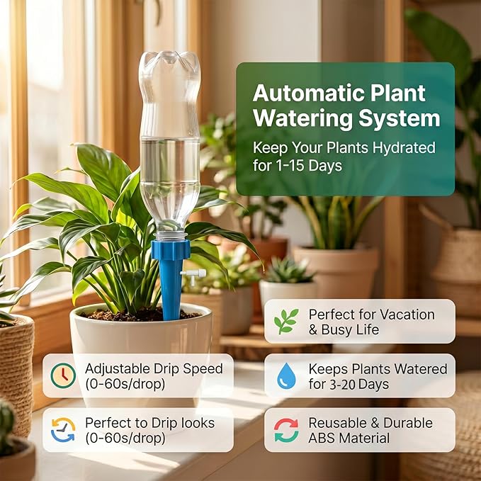 20PCS Self Watering Spikes, Adjustable Control Valve Plant Watering Inserts, Automatic Watering Devices for Indoor Outdoor Potted Plants and Garden