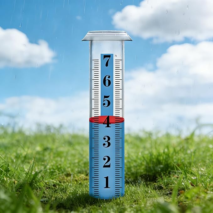 2PCS Rain Gauge Replacement Tube Plastic, Accurate Rain Gauge Outdoor, Thickened and Transparent 7" Capacity Tube with Blue Strip for Yard & Garden, 2 Rainfall Meter Tube with 1 Clean Brush