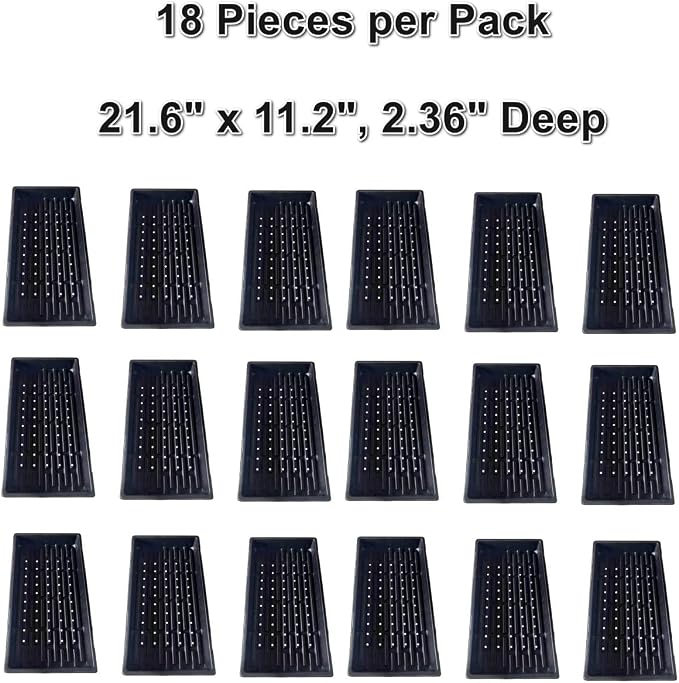 RooTrimmer 18-Pack 1020 Seedling Trays with Holes - Extra Strength Heavy Duty,10" x 20", Reusable 1020 Nursery Trays for Seed Germination, Plant Propagation, Garden Seed Starter and Microgreens