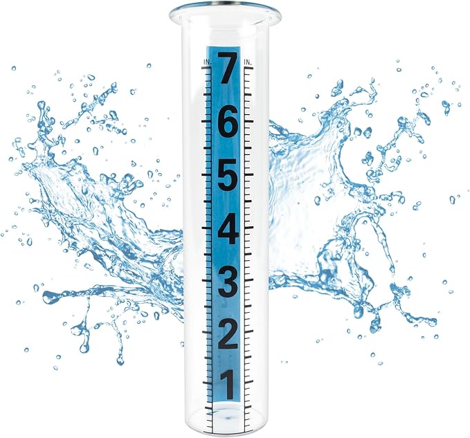 TBWHL Rain Gauge Outdoor, 7 Inch Rain Gauges Outdoors Best Rated, Upgrade Freeze Proof Outdoor Rain Gauges Replacement Tube for Garden Yard Lawn, Easy to Read Rain Gauge with 1 Clean Brush (2pcs)