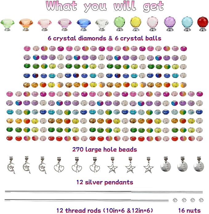 320 Pcs Beadable Items - DIY 10&12 Inch Fairy Wand Beaded Garden Stakes Decorative Kit, Fairy Garden Accessories Outdoor Kit for Different Festivals