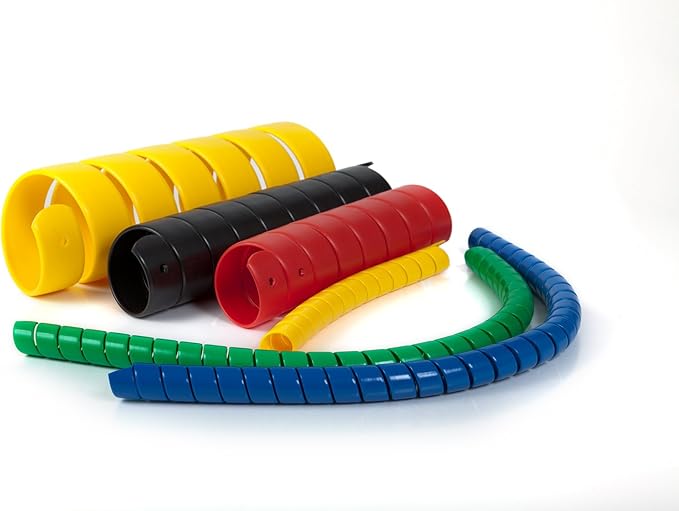 Caplugs SPPC Series – Safeplast Safe-Spiral Pre-Cut Spiral Wrap, Hose & Cable Protector, Black HD-PE, 0.67" OD x Six 25' Pre-Cut Lengths (Total Length 150'), Hydraulic & Pneumatic Hoses (16PC25bk)