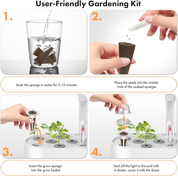 LYKOCLEAN Flower Fruit Seed Pods for AeroGarden, Ahopegarden, iDOO Hydroponics Growing System Indoor, 350 Seeds+ Including Dwarf Sunflower Bambino, Marigold, Red Tomato, Red Strawberry (12-Pods)