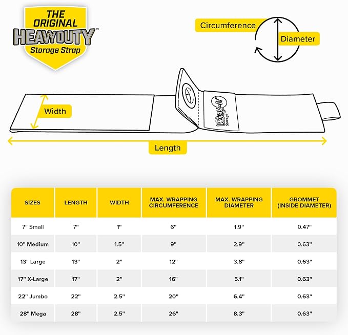Heavy-Duty Wrap-It Storage Straps, 17-inch (6 Pack) - Extension Cord Organizer, Storage, Cord Straps, Cable Straps for Hoses, Rope, RV, Workshop, Boat, Tools, and Garage Wall Storage and Organization