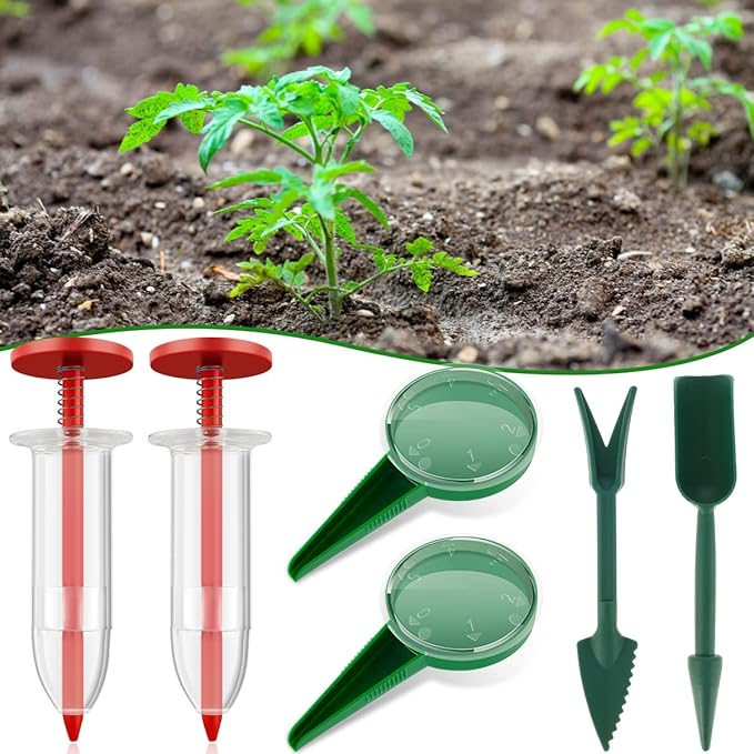 6Pcs Mini Sowing Seed Dispenser, Seed Planter Tool Small Seed Spreader Manual Seedlings Dibber and Widger Set Handheld Seed Planter Garden Seed Planter Mini Hand Spreader Seed Sower Tool for Seeds