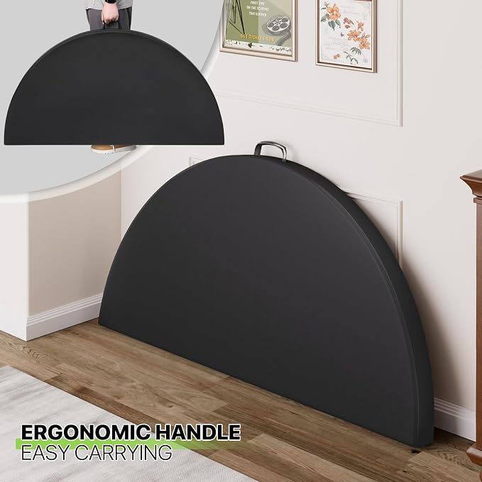 Magshion 60" Round Folding Table, 5 Feet Bi-Folding Plastic Commercial Dining Card Table w/Carrying Handle for Outdoor Wedding Party Event Picnic, Black