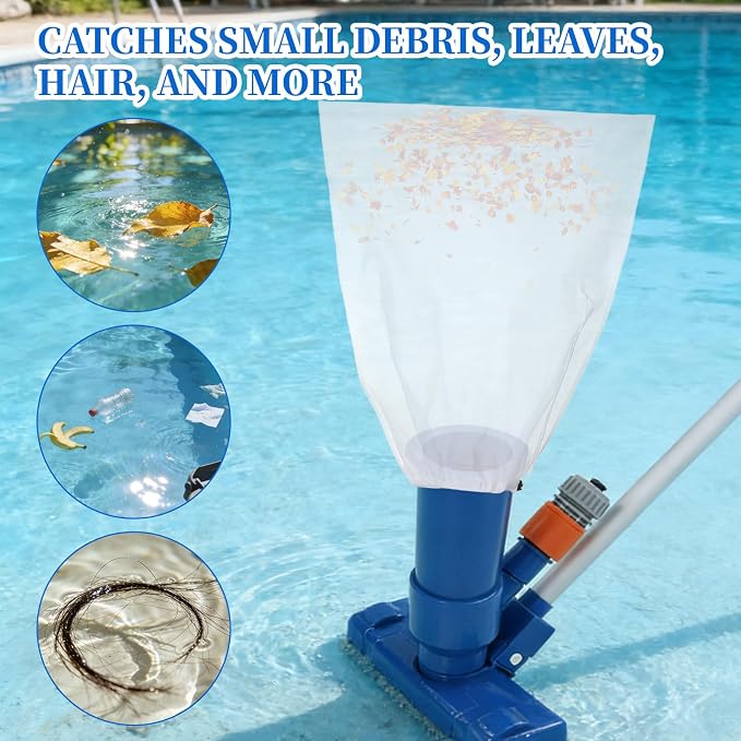 4 Pcs Large Size Pool Vacuum Bag Replacement Nylon Pool Leaf Vacuum Bag Filter with Drawstring 24 x 18 in Fine Mesh Net Bags Cleaner for Leaf & Debris
