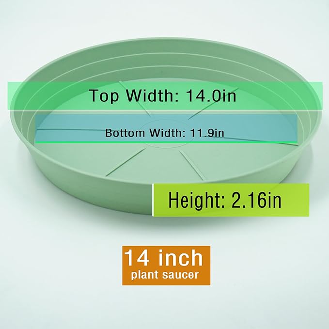 LWALRS Plant Saucer 14 Inch 4 Pack 6 8 10 12 14 16 18 20 25, Plastic Plant Trays for Pots,Extra-Deep Plant Water Dray Tray, Bird Bath Bowl, Heavy Flower Plant Saucers Indoors and Outdoor No Holes