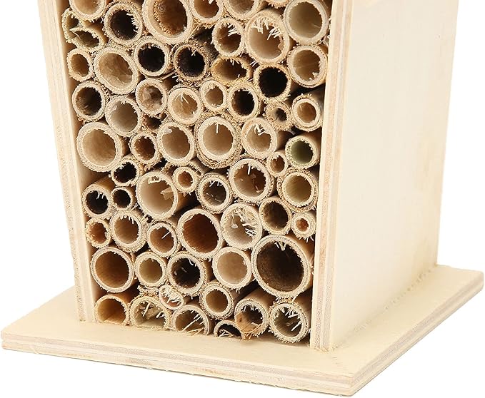 2PCS Wooden Bee House - Natural Hotel for Bees - Safe & Durable Garden Decoration & Pollinator