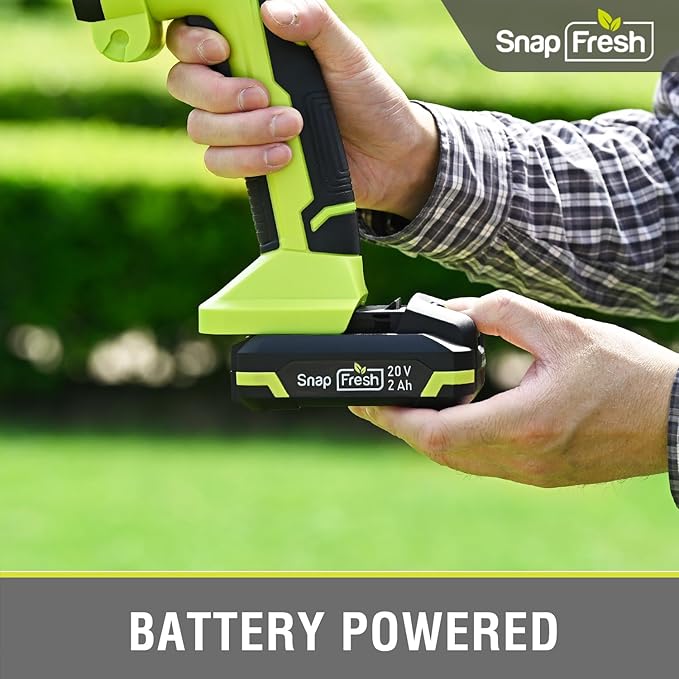 SnapFresh 20V Cordless Hedge Trimmer, 2-in-1 Electric Shrub Trimmer, 8.67" Hedge Blade & 4.72" Grass Shears, 2.0Ah Battery & Fast Charger Included, Handheld Bush Trimmer for Garden, Lawn & Yard