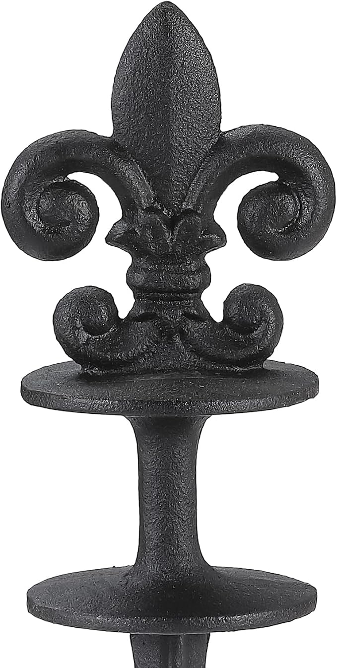 Black Metal Hose Guide Stakes, Cast Iron Fleur de Lis Decorative Garden Hose Guide Spikes for Lawn Protection, Set of 3
