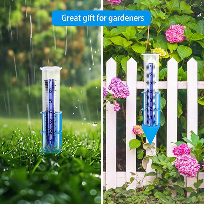 Rain Gauge Outdoor,7" Capacity Rain Gauge Outdoors Best Rated with Stainless Steel Mounting Rack Holder,Freeze Proof Plastic Large Rain Gauge for Yard Garden Fence Lawn Patio Farm (Blue)