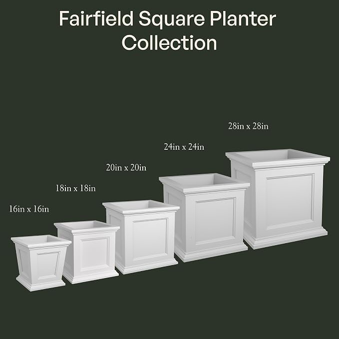 Mayne Fairfield 20-Inch Square Planter – Self-Watering, Weather-Resistant Planter for Flowers – Durable Outdoor Design for Patio, Porch, or Entryway, Espresso