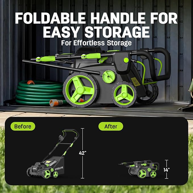 STEELITE 2 x 20V 15-Inch 2-in-1 Cordless Dethatcher and Scarifier, Brushless Electric Lawn Aerator with Collection Bag, 2 x 4.0 Ah Batteries and 2 Chargers Included