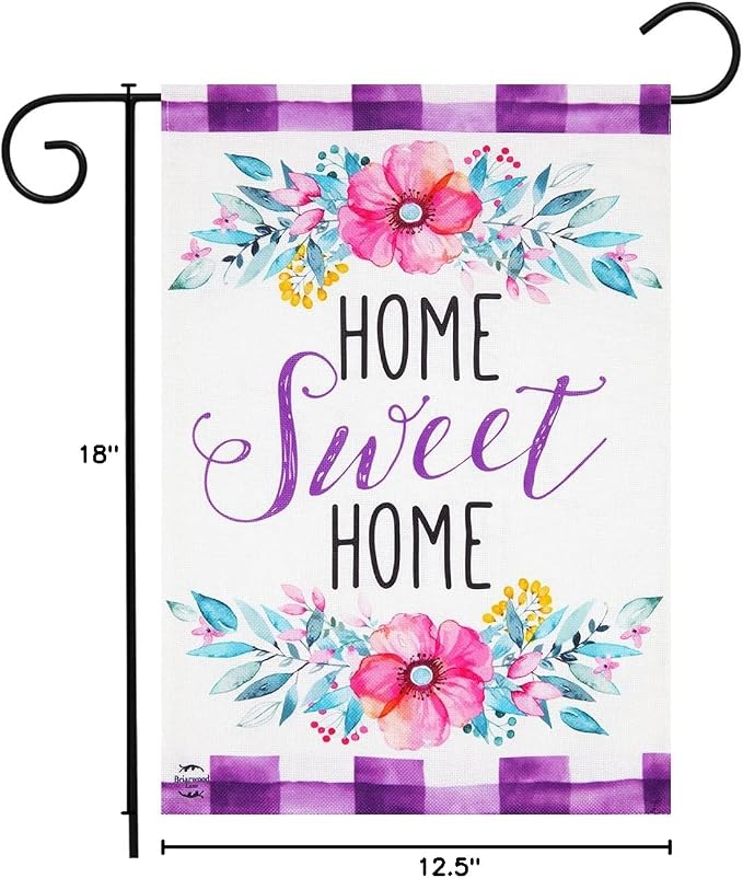 Floral Home Sweet Home Spring Burlap Garden Flag 12.5" x 18" Briarwood Lane
