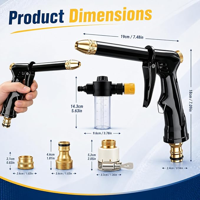 2026 New Pressure Washer Wand for Garden Hose with 3 Adjustable Jet Nozzles, 360° Rotating Design for Car Washing, Patio, Outdoor Cleaning (1 Set)