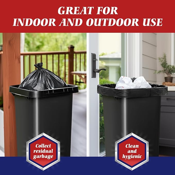 Teivio Black Large Trash Bags 40-45 Gallon 26 Count | Large Multipurpose | Fit 35,39,40,42,45 gallon Garbage Bin Liner | Kitchen | Lawn And Leaf Bags Outdoor Yard Waste Bag | Workshops Trash