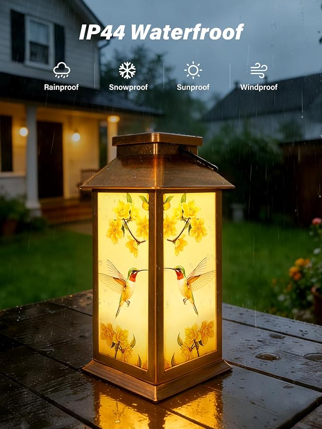 Guhope Birthday Gifts for Women Mom Grandma Men, Solar Lanterns Outdoor Waterproof, Hummingbird Hanging Garden Decor Outdoor Solar Lights for Garden Lawn Yard Patio Porch