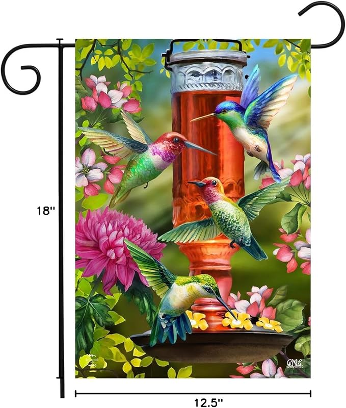 Briarwood Lane Hummingbird Feeder Spring Garden Flag Floral 12.5" x 18"