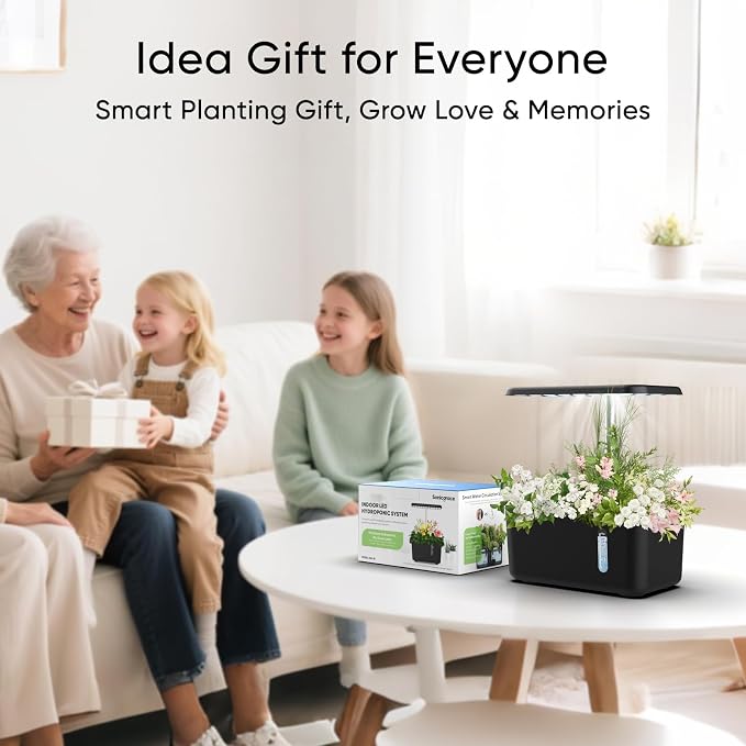 Sonicgrace Indoor Hydroponic Growing System with LED Grow Light, Quiet Smart Water Pump, 5 Pods, Automatic Timer, Perfect for Herbs, Vegetables and Fruits, Ideal Home Office Gardening Gift