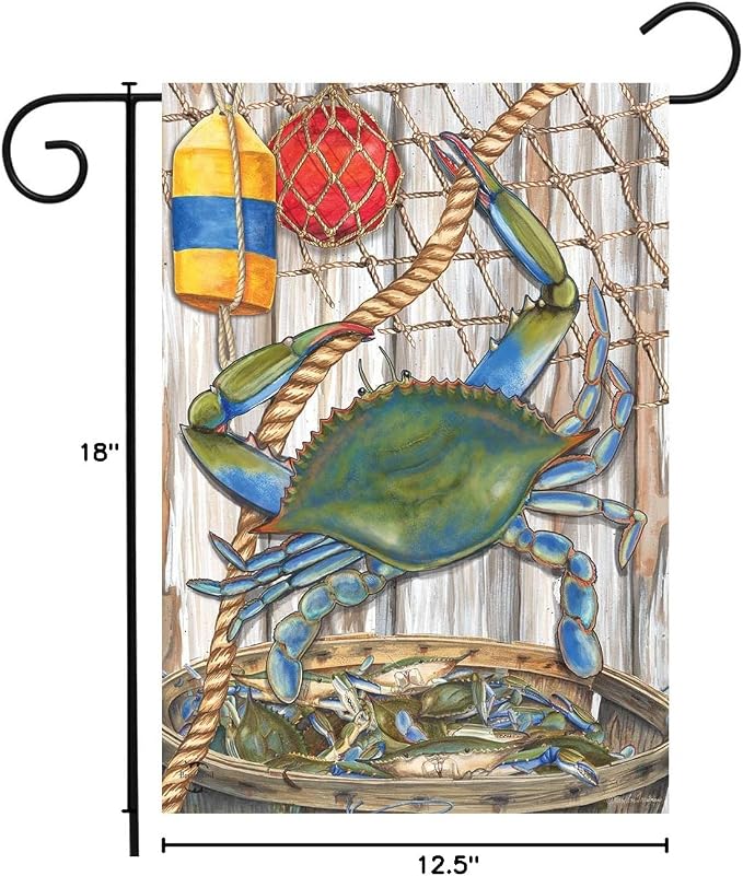 Briarwood Lane Blue Crab Bushel Garden Flag