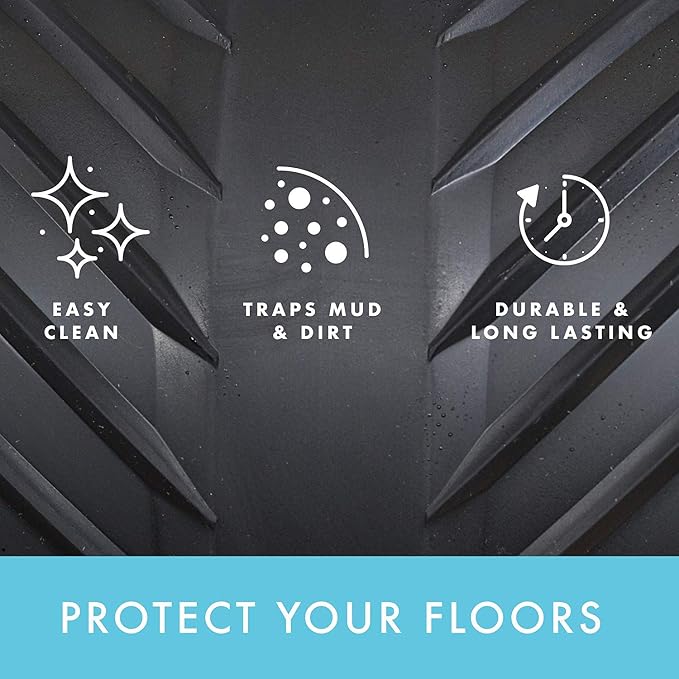 CLIMATEX Indoor/Outdoor Rubber Runner Mat, Door Mat For Floor Protection, 27" X 10', Black (9A-110-27C-10)
