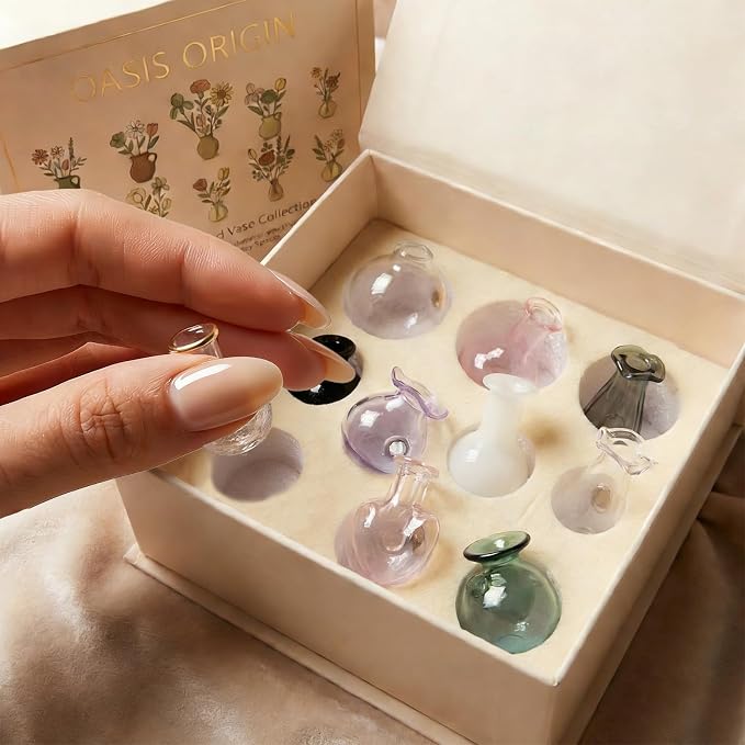 10-Pack Magnetic Mini Bud Vases Gift Set for Mom - Mixed Glass Decor for Fridge and Locker - Heavy-Duty Magnets - Small for Women, Teachers and Coworkers