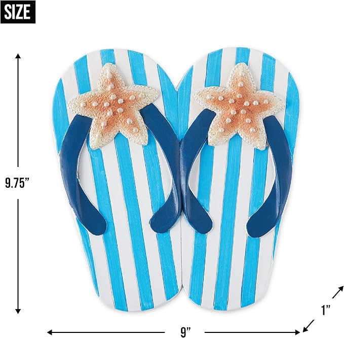 DII Cement Stepping Stone Collection Decorative Colorful, 9x9.5, Starfish Flip Flops