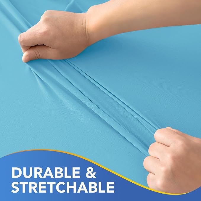 Spandex Table Cover for 6 Foot Rectangle Tables-4 Pack Light Blue Outdoor Picnic Elastic Table Cover-Spandex Stretch Folding Table Cloths for Camping Dining Room Patio Kitchen Banquet Party