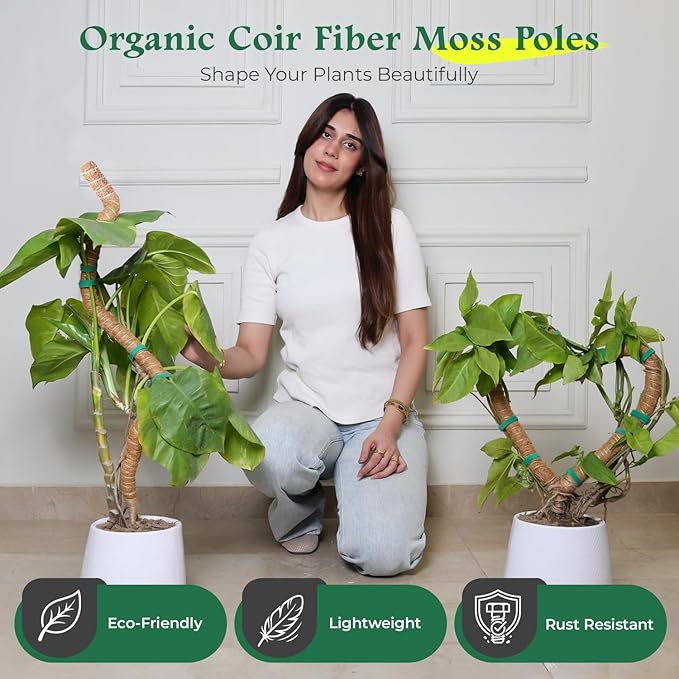 2 Pack 30 Inch Moss Pole for Plants, Moss Poles for Climbing Plants Monstera, Handmade Coco Coir Plant Pole, Monstera Plant Support for Plant Grow