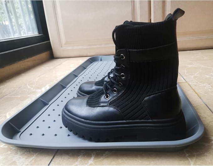 Rubber Boot Tray for Entryway,Soft Boot Mat,Shoe Tray,Shoe Mat for Indoor and Outdoor Use (Soft Silicone Rubber Gray, 29.5X14.9 inch)