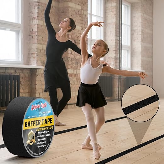 Black Gaffers Tape 4 Inch x 30 Yards - Heavy Duty, Waterproof, No Residue, Non-Reflective, Easy Tear Gaffers Stage Tape - Multipurpose