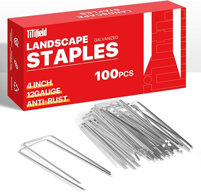 4 Inch 180 Pack Landscape Staples Galvanized Garden Stakes Anti-Rust Landscape Pins for Weed Barrier Fabric, Artificial Turf and Landscape Fabric