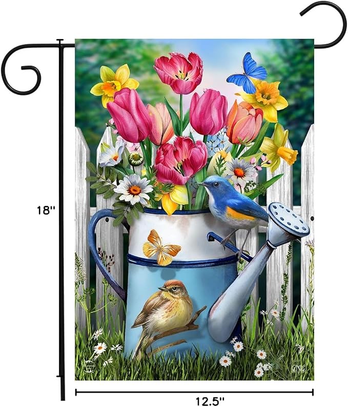 Floral Watering Can Spring Garden Flag 18" x 12.5" Briarwood Lane