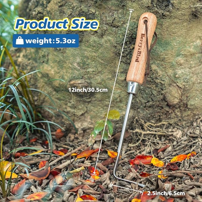 Berry&Bird Garden Hook Weeder, L-Shape Single Claw Hook Crack Weeder for Crevice Weeding and Soil Loosening, Garden Digging Cultivator Weed Remover Tool for Patio Lawn Yard Moss Terrace Paving