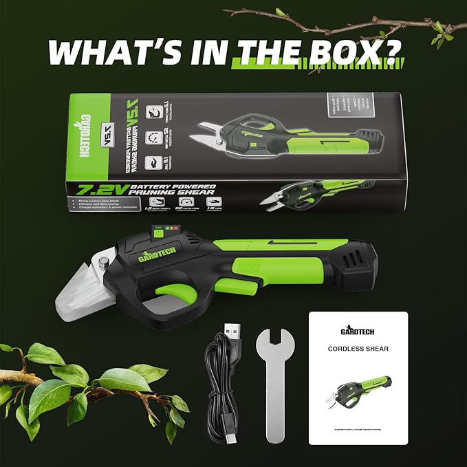 GARDTECH 7.2V Electric Pruning Shears Cordless with 4000mAh Battery, 0.55in Cutting Electric Pruner, Ultra-Lightweight 1.5lbs Cordless Garden Shears for Weak Hands, Potted plant, Rose and Shrub