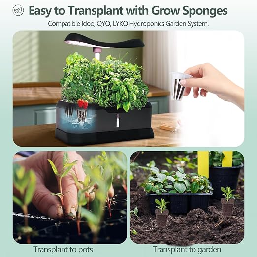 YBB 50 PCS Hydroponic Seed Pods Growth Sponges, Plant Starter Pods, Compatible with IDOO, QYO, LYKO Hydroponics Garden Growing System with Plant Labels (Square)